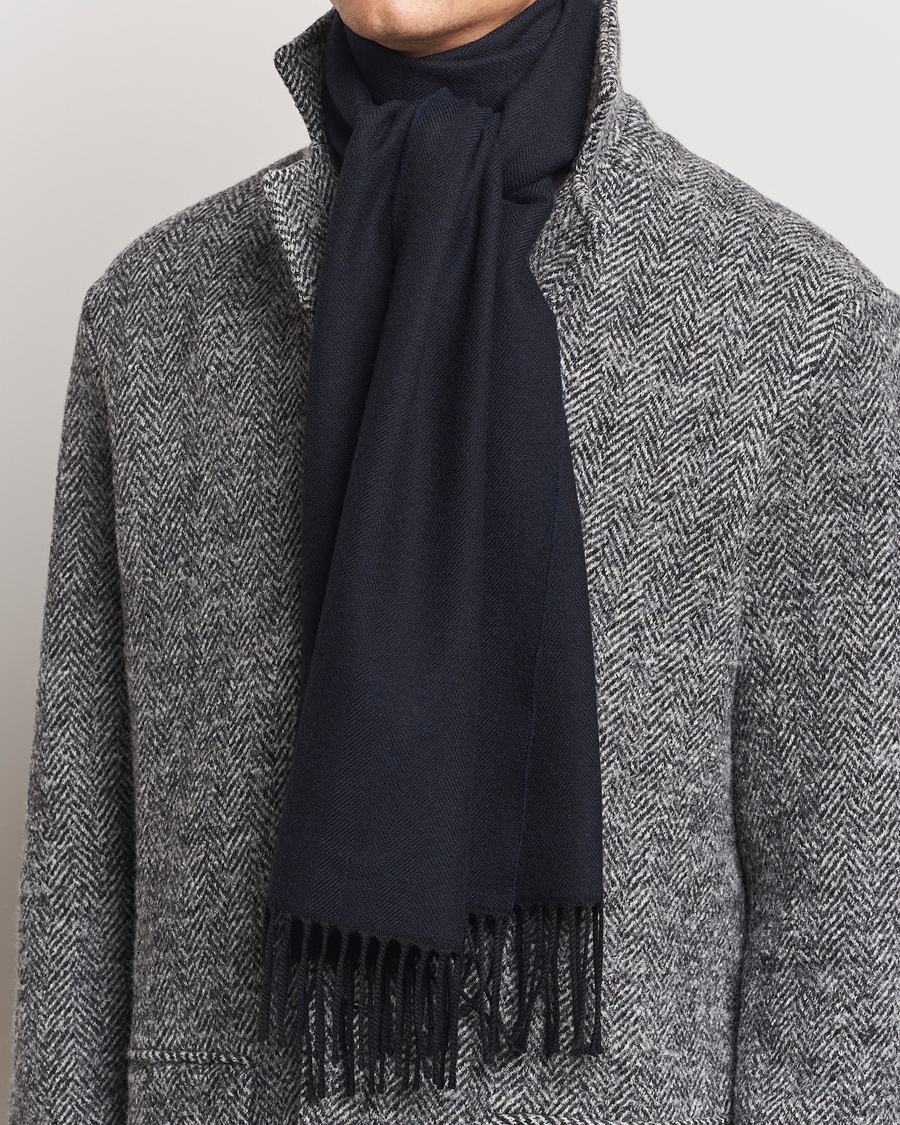 Men |  | Eton | Merino Wool Herringbone Scarf Navy Blue