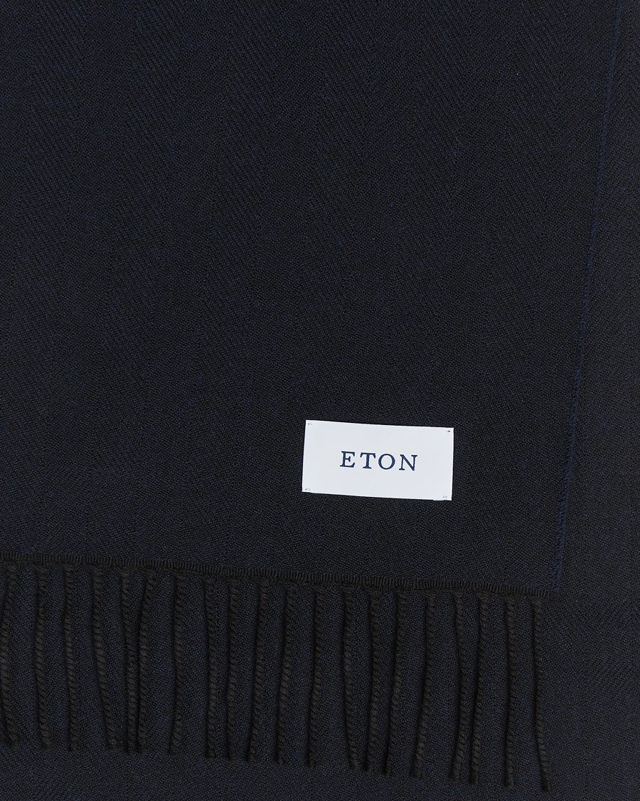 Men |  | Eton | Merino Wool Herringbone Scarf Navy Blue