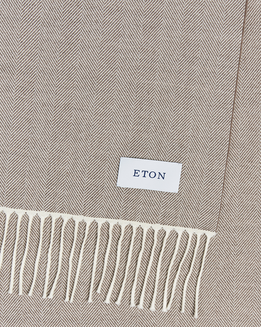 Men |  | Eton | Merino Wool Herringbone Scarf Beige