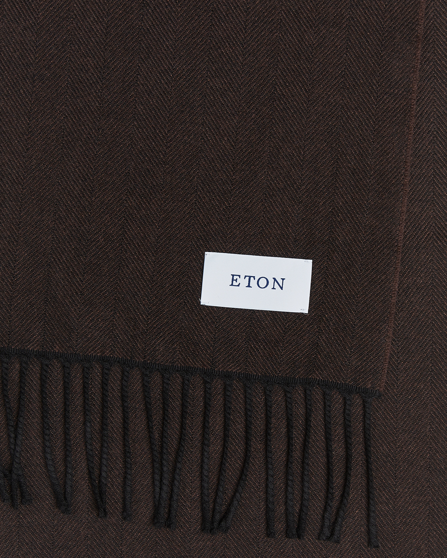 Men |  | Eton | Merino Wool Herringbone Scarf Dark Brown