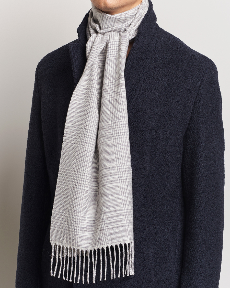 Men |  | Eton | Merino Wool Prince Of Wales Scarf Grey