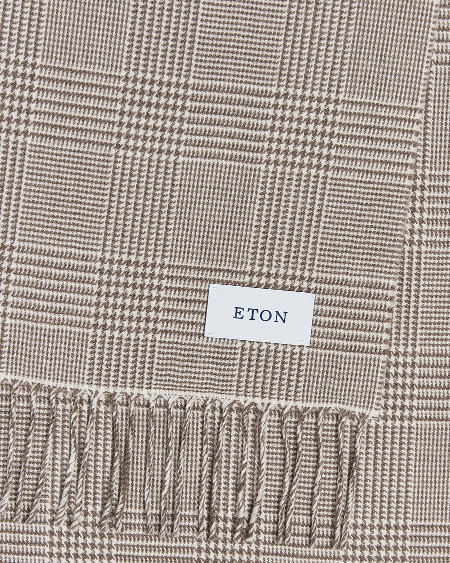 Men |  | Eton | Merino Wool Prince Of Wales Scarf Beige