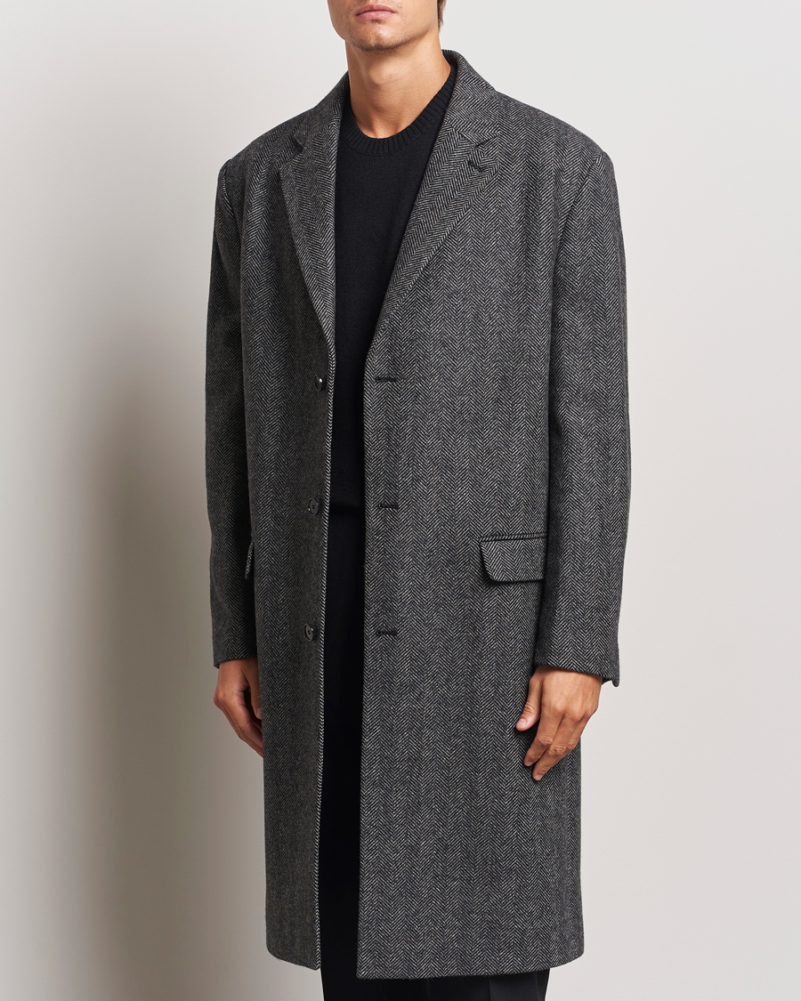 Men |  | Filippa K | Relaxed Wool Crombie Coat Grey Herringbone