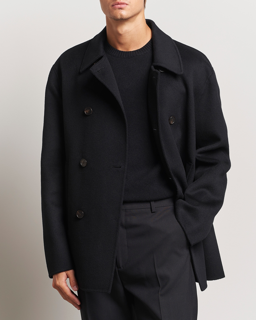 Men | Peacoats | Filippa K | Double Faced Wool Peacoat Black