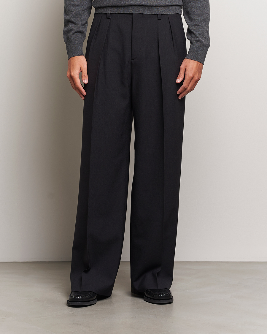 Men |  | Filippa K | Wide Wool Trousers Black