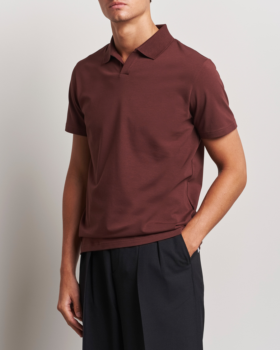 Men |  | Filippa K | Soft Lycra Polo T-Shirt Mahogany Brown