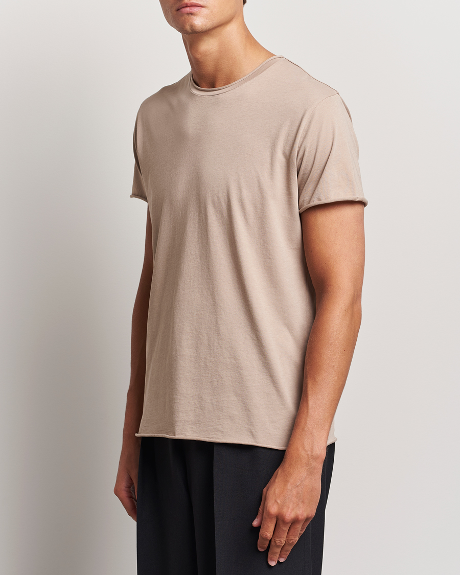 Men |  | Filippa K | Roll Neck Crew Neck T-Shirt Faded Khaki