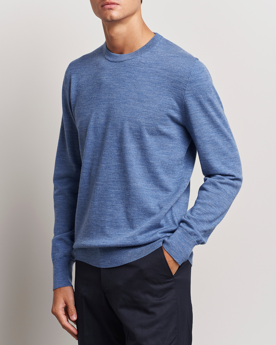 Men |  | Filippa K | Merino Round Neck Sweater Blue Melange