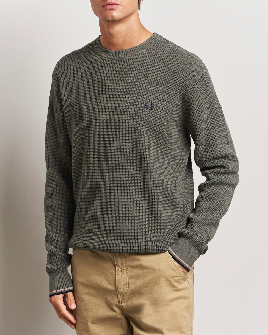 Men |  | Fred Perry | Waffle Stitch Jumper Field Green