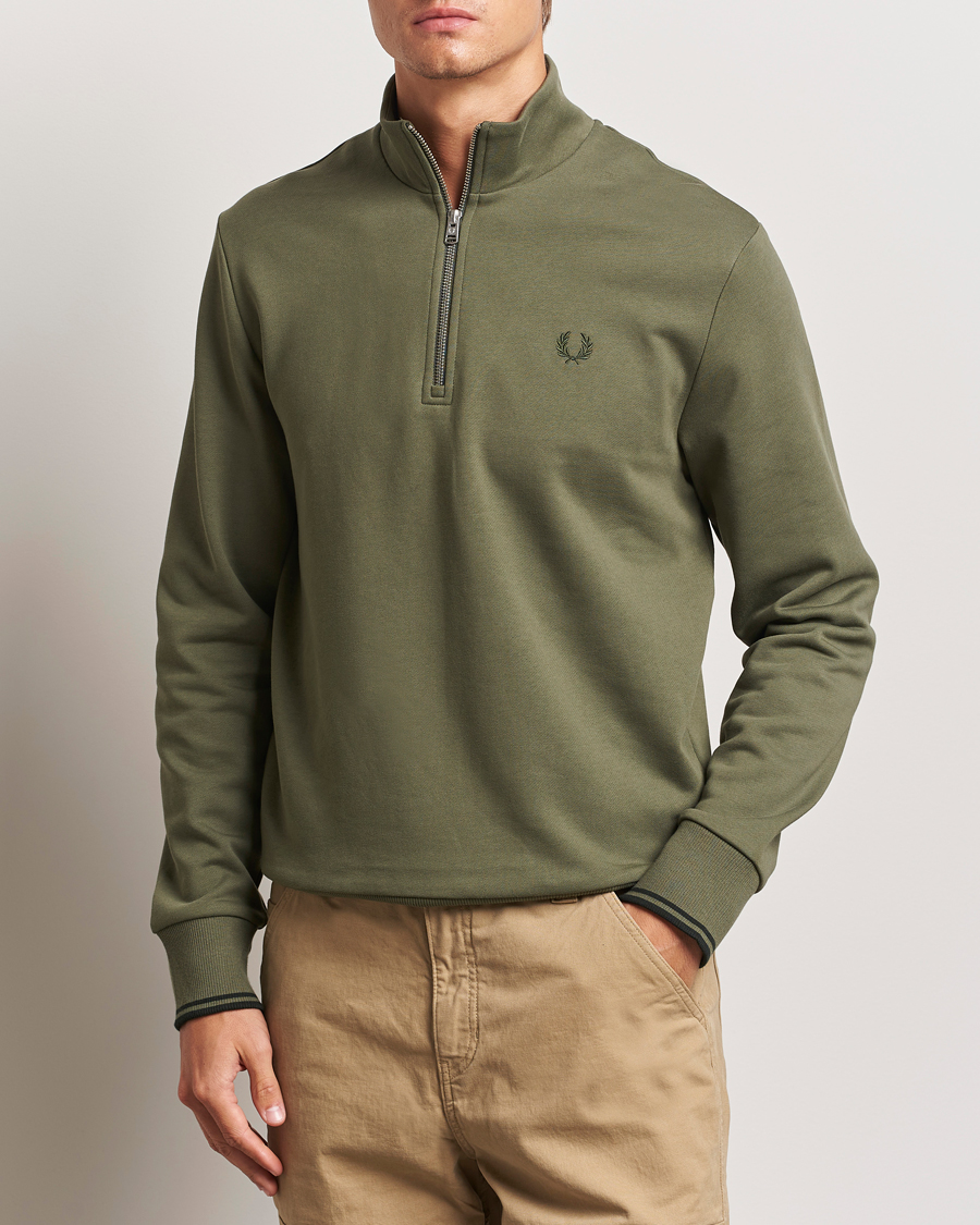 Men |  | Fred Perry | Half Zip Sweatshirt Laurel Green