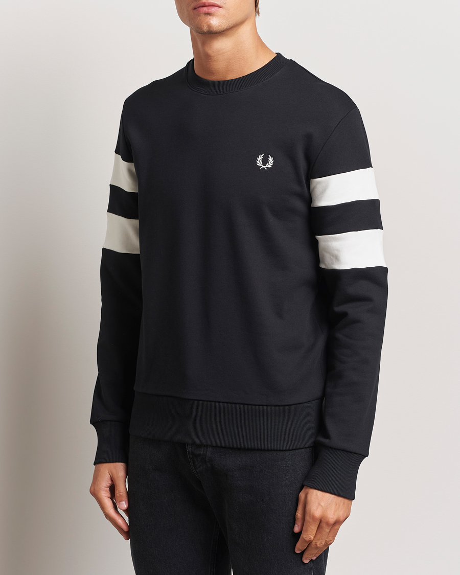 Men |  | Fred Perry | Tipped Sleeve Crew Neck Sweatshirt Black