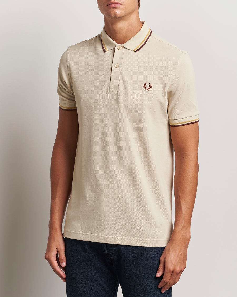 Men | Short Sleeve Polo Shirts | Fred Perry | Twin Tipped Shirt Oatmeal