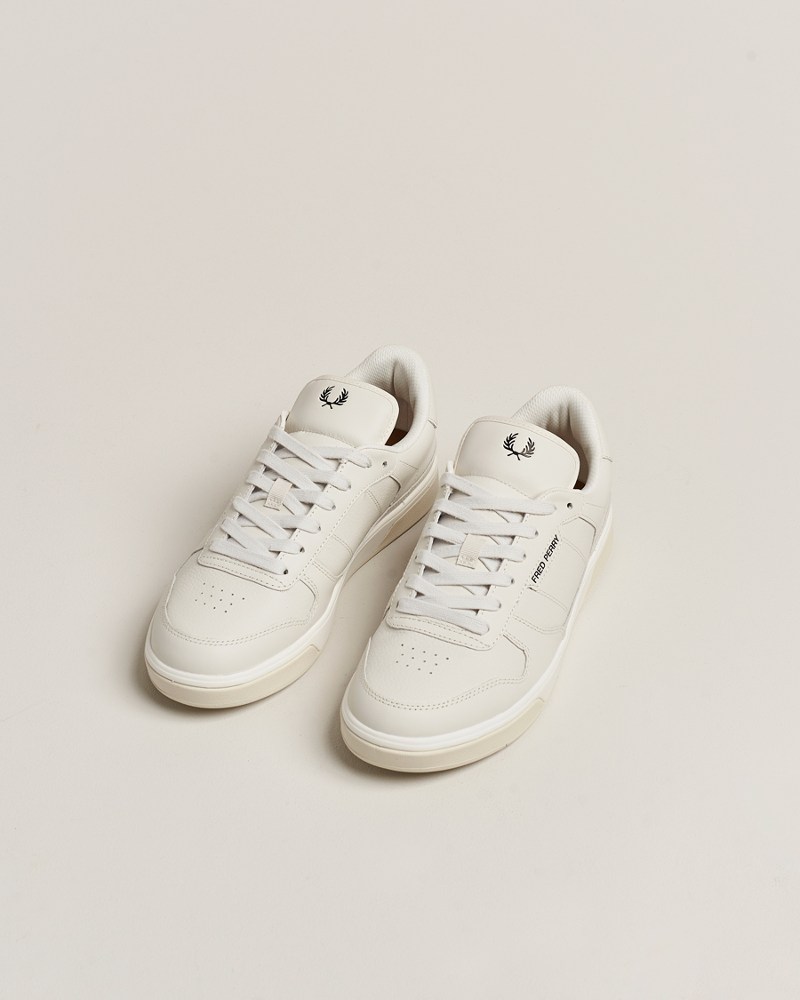 Men |  | Fred Perry | B300 Textured Leather Sneaker White