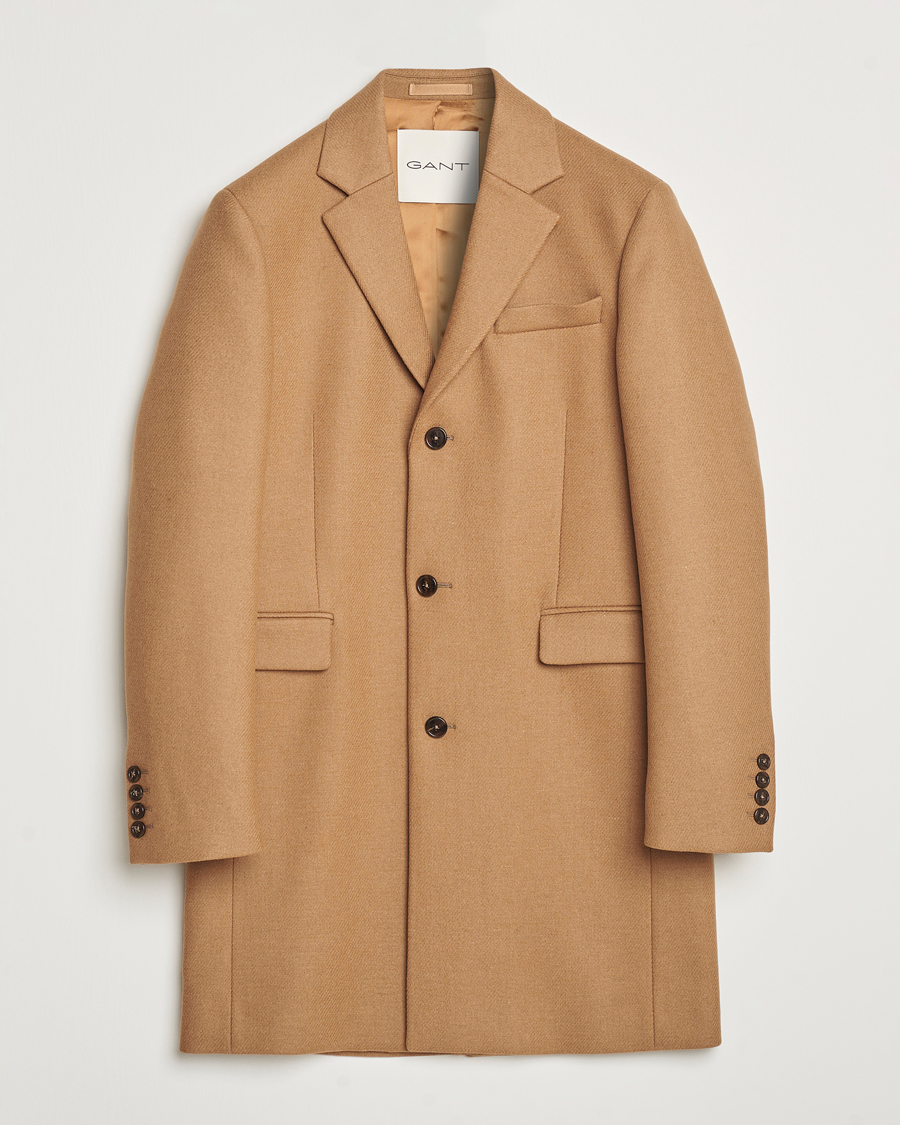 GANT Classic Wool Coat Mustard Beige at CareOfCarl.com