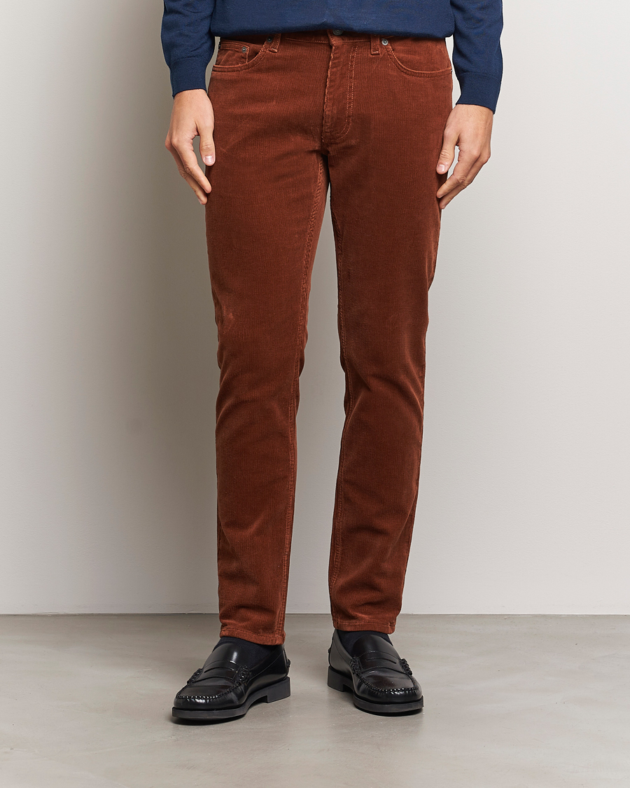 Men | GANT | GANT | Cord 5-Pocket Jeans Chocolate Brown