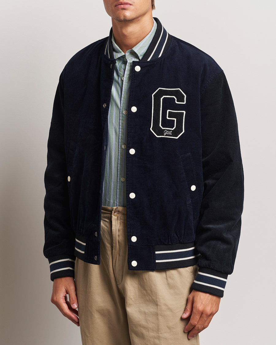 Men |  | GANT | Cord Varsity Jacket Evening Blue