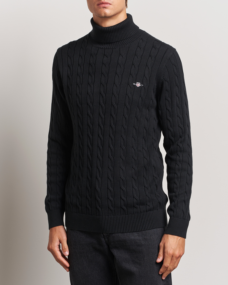 Men |  | GANT | Cotton Cable Turtle Neck Black