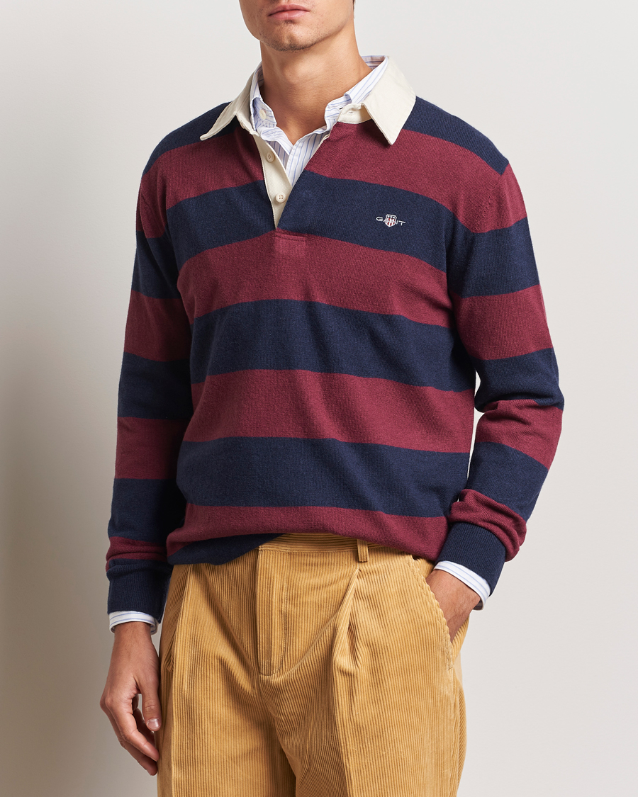 Men | GANT | GANT | Extra Fine Lambswool Striped Rugger Marine