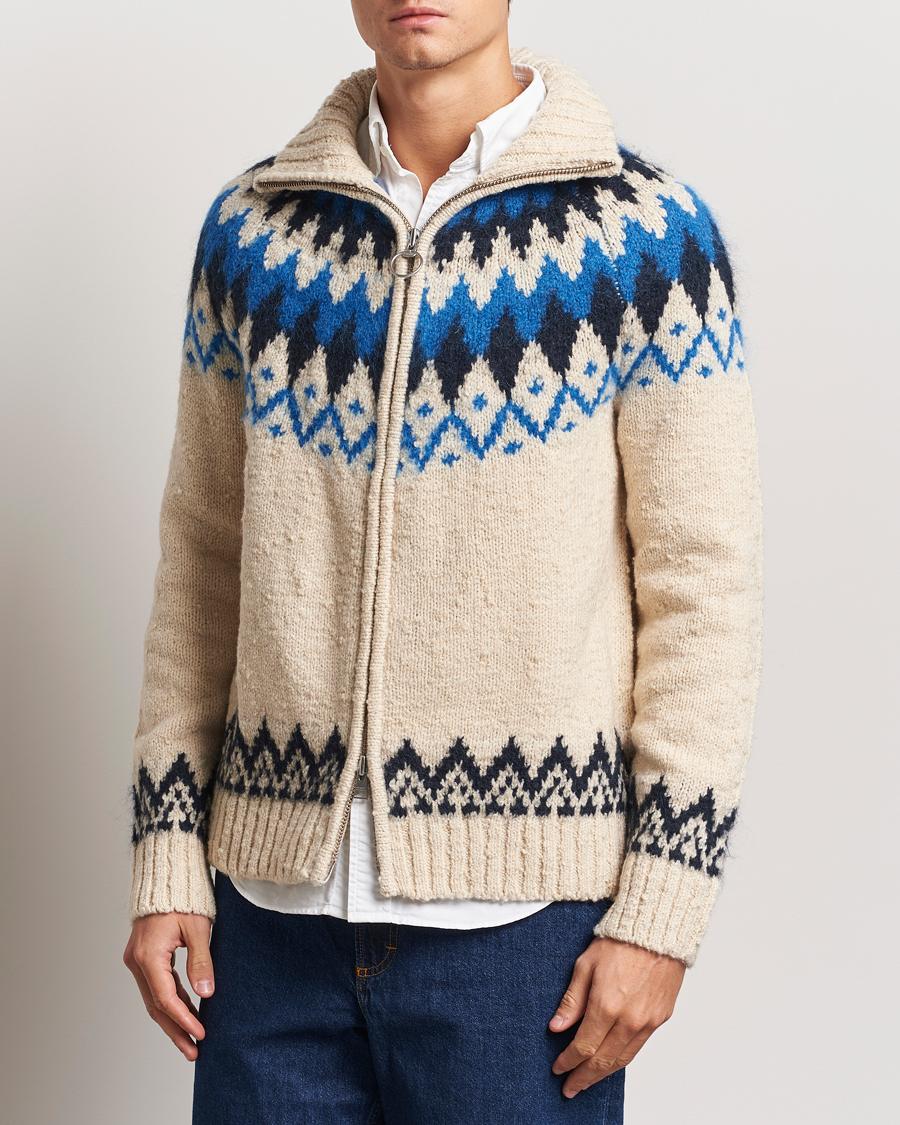 Men | GANT | GANT | Jacquard Zip Cardigan Cream