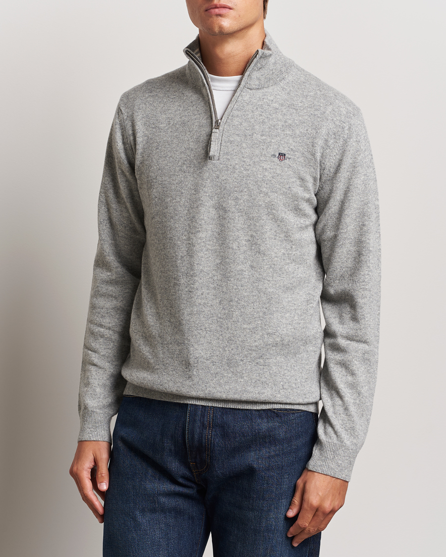 Men |  | GANT | Lamsbwool Half Zip Grey Melange