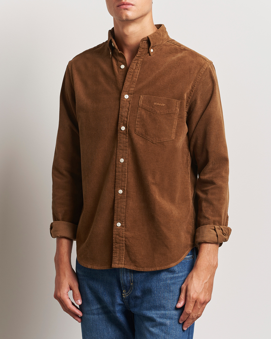 Men |  | GANT | Regular Fit Corduroy Shirt Brown Melange