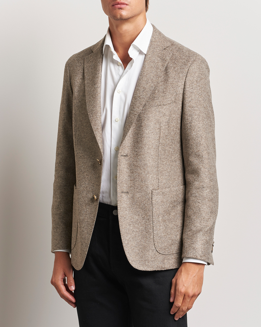 Men | Cotton Blazers | BOSS BLACK | Hanry Jersey Structured Blazer Medium Beige