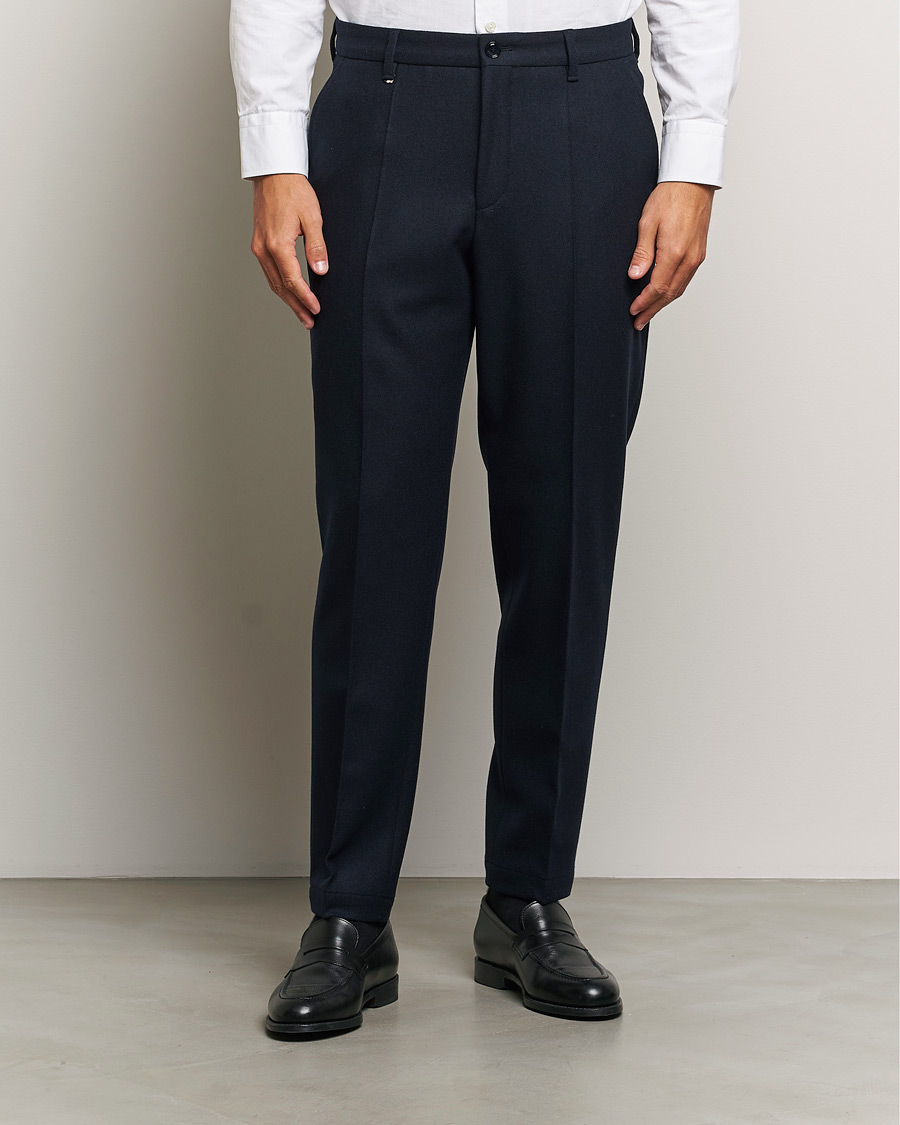 Men | Business & Beyond - Formal | BOSS BLACK | Perin Wool Trousers Dark Blue