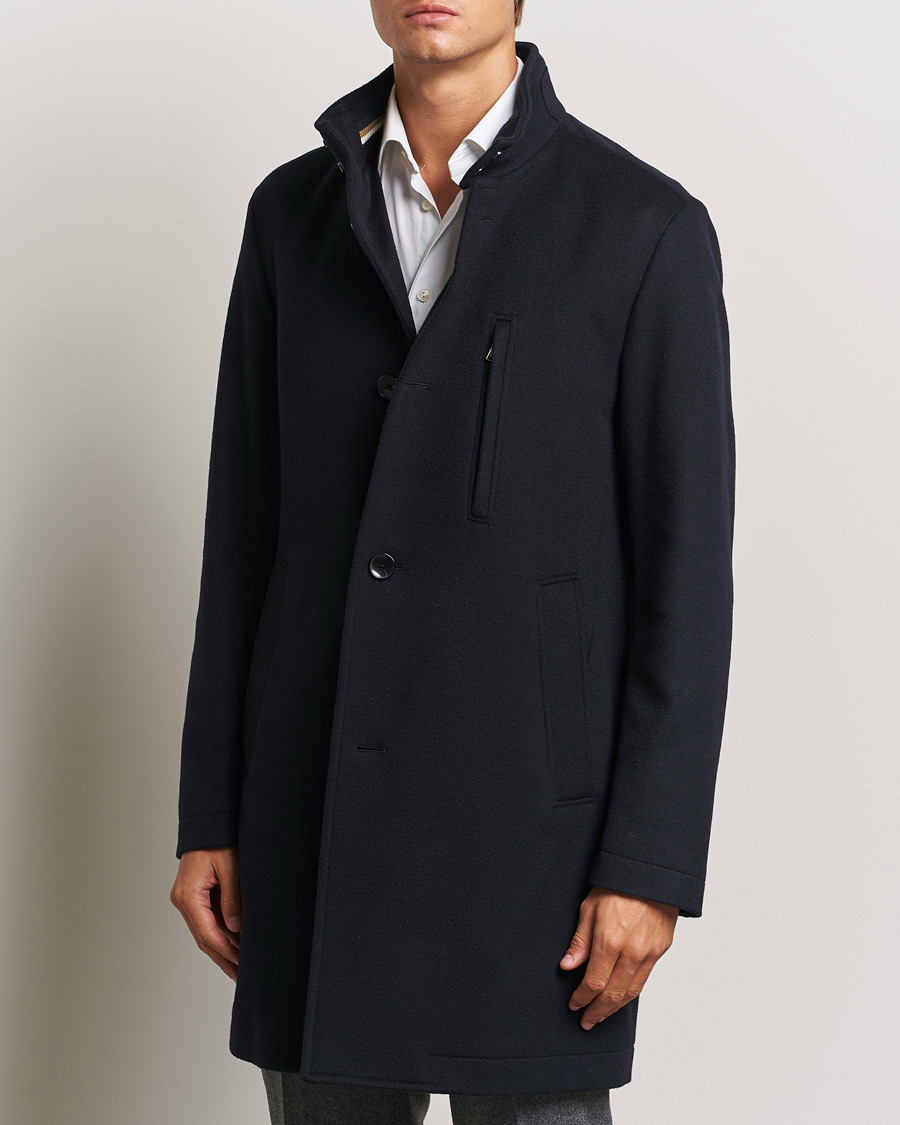 Men | Coats & Jackets | BOSS BLACK | Hyde Stand Up Collar Coat Dark Blue