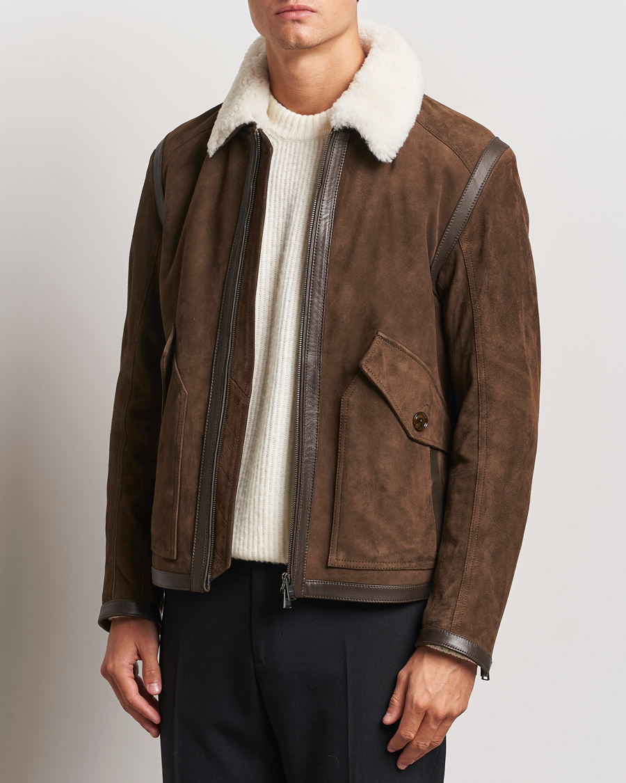 Men | Coats & Jackets | BOSS BLACK | Montel Suede Searling Bomber Jacket Brown