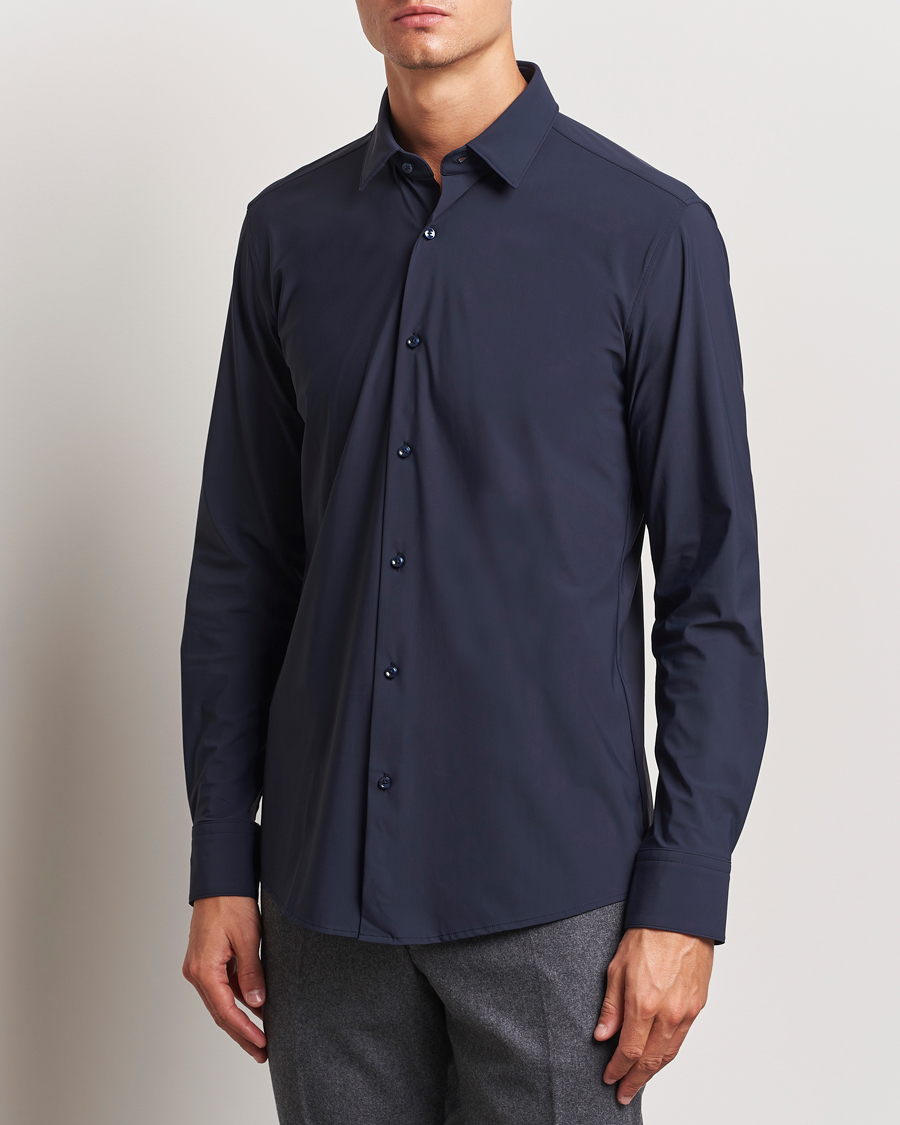 Men | Business & Beyond - Formal | BOSS BLACK | Hank 4-Way Stretch Shirt Dark Blue