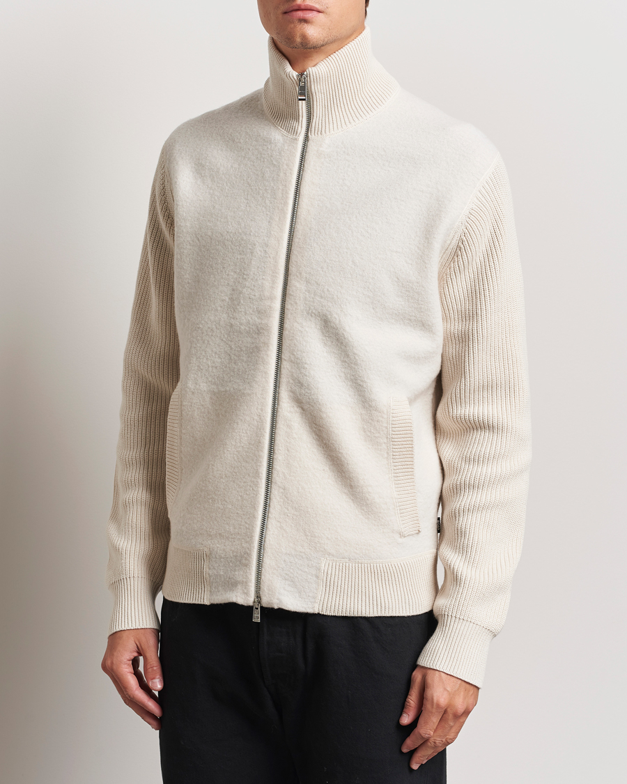 Men |  | BOSS BLACK | Emeraviglio Wool/Cotton Full Zip Open White