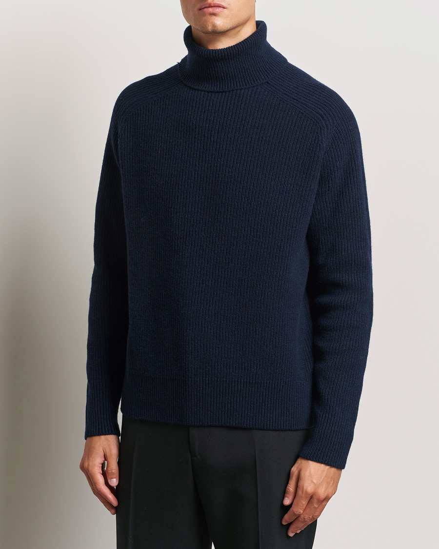 Men |  | BOSS BLACK | Evento Wool Rib Knitted Polo Dark Blue