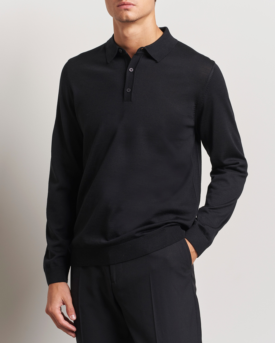 Men |  | BOSS BLACK | Lancione Merino Knitted Polo Black