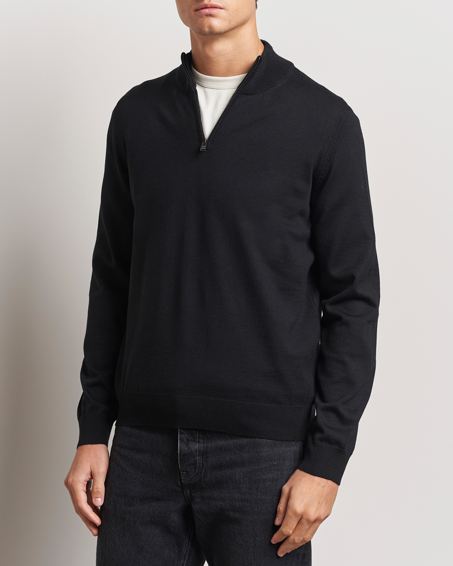 Men |  | BOSS BLACK | Ebenji Merino Knitted Half Zip Black