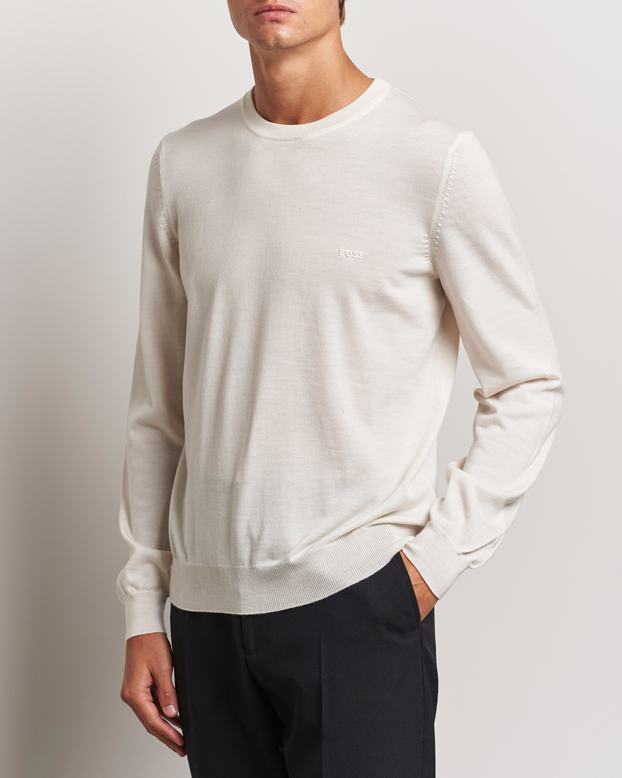 Men |  | BOSS BLACK | Botto Merino Knitted Pullover Open White