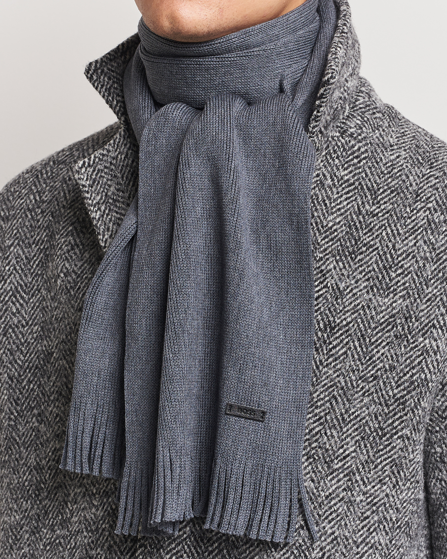 Men |  | BOSS BLACK | Albas Wool Scarf Medium Grey