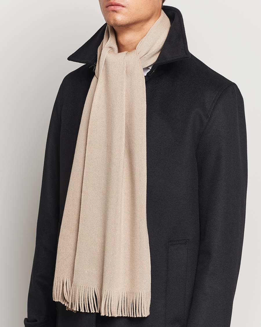 Men |  | BOSS BLACK | Albas Wool Scarf Light Beige