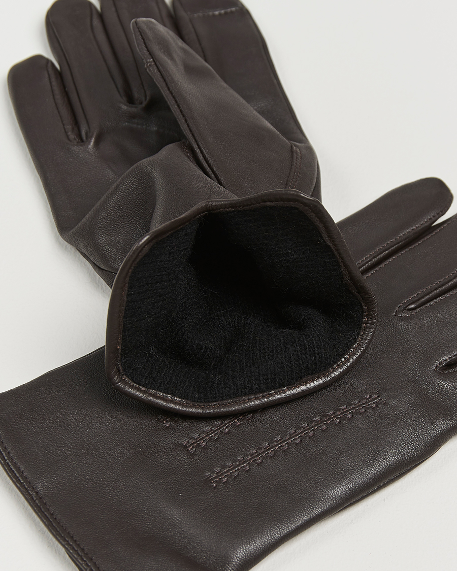 Men |  | BOSS BLACK | Hainz Leather Gloves Dark Brown