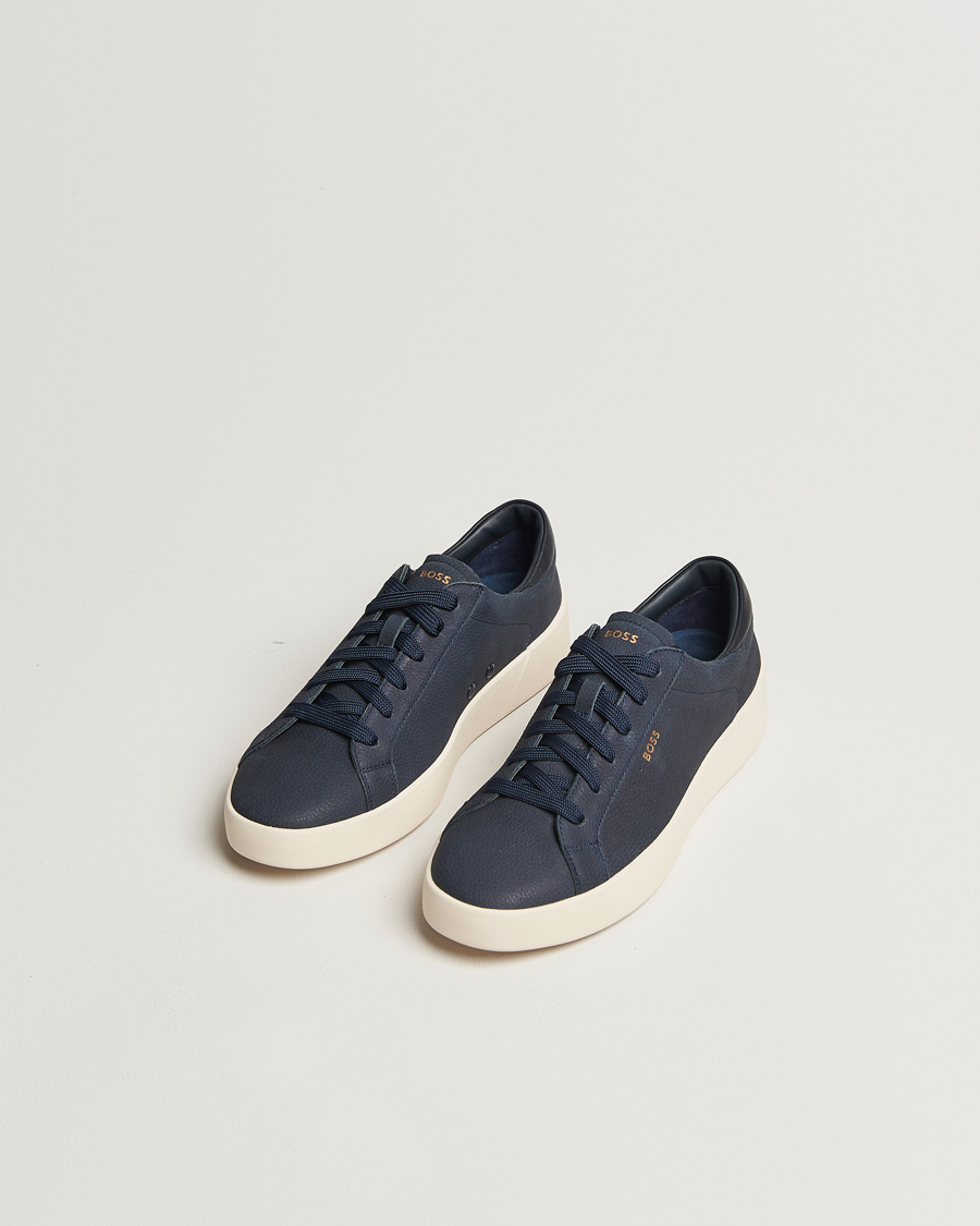 Men |  | BOSS BLACK | Belwar Leather Sneaker Dark Blue