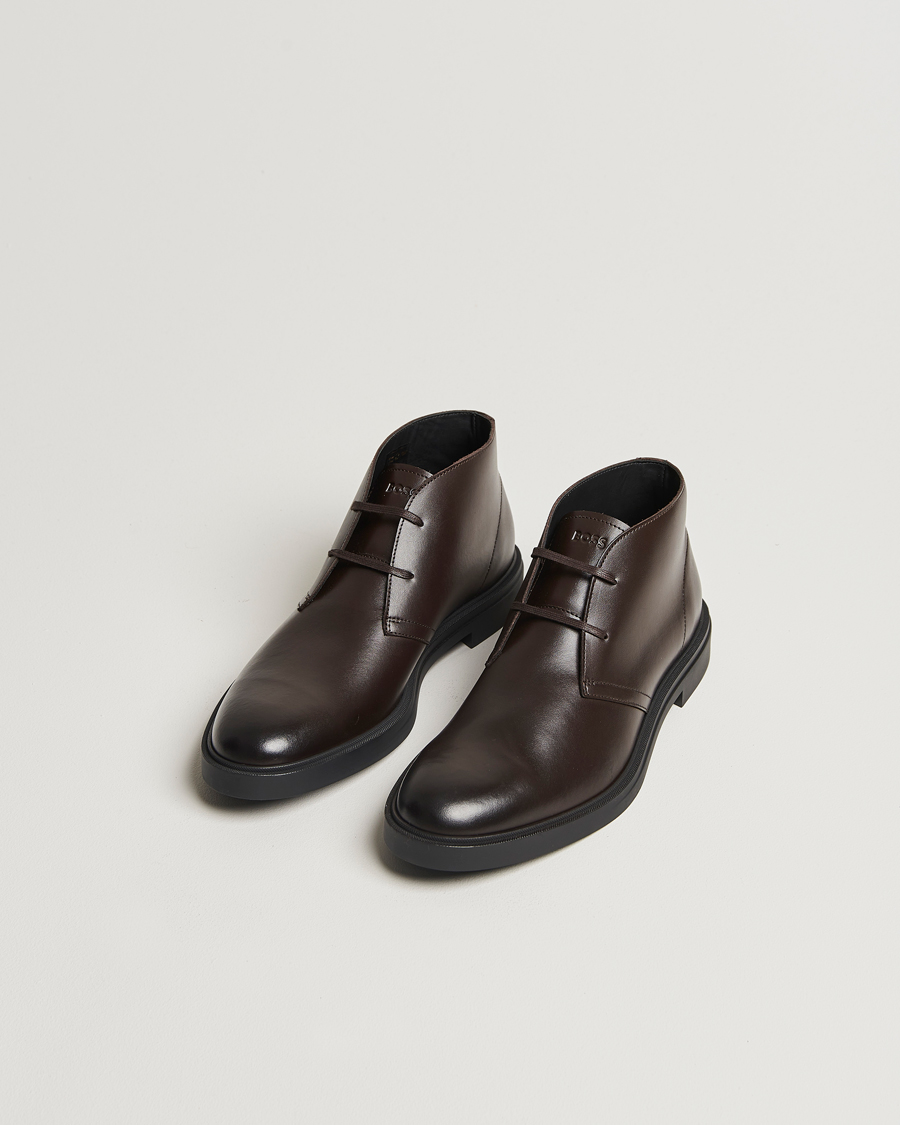 Men | Chukka Boots | BOSS BLACK | Calev Leather Chukka Boot Dark Brown