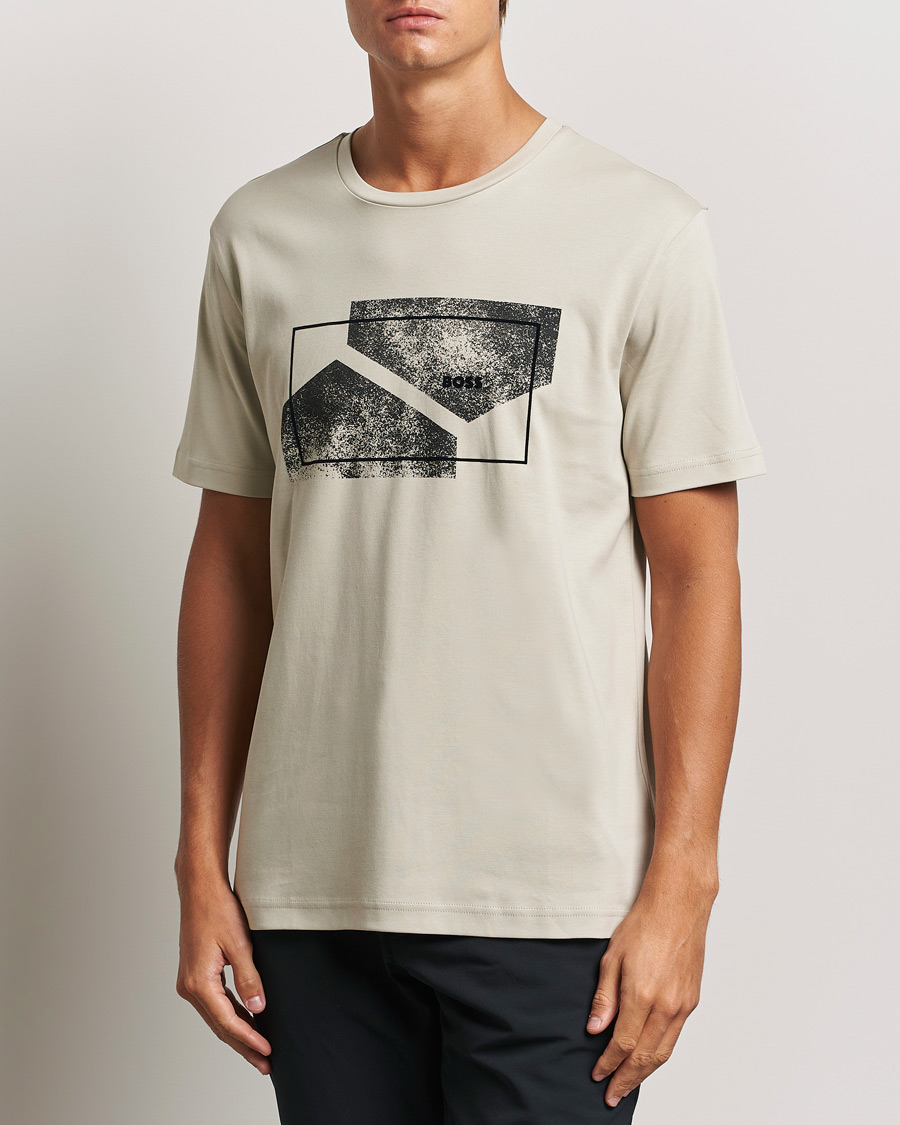 Men | Short Sleeve T-shirts | BOSS GREEN | Graphic Crew Neck T-Shirt Light Beige