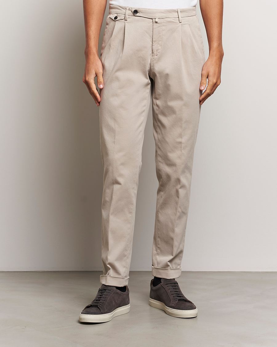 Men |  | Briglia 1949 | Easy Fit Pleated Cotton Stretch Chino Beige