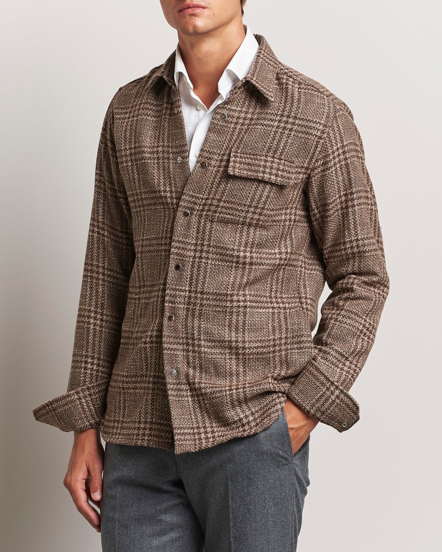 Men |  | Kiton | Wool Check Overshirt Brown Check