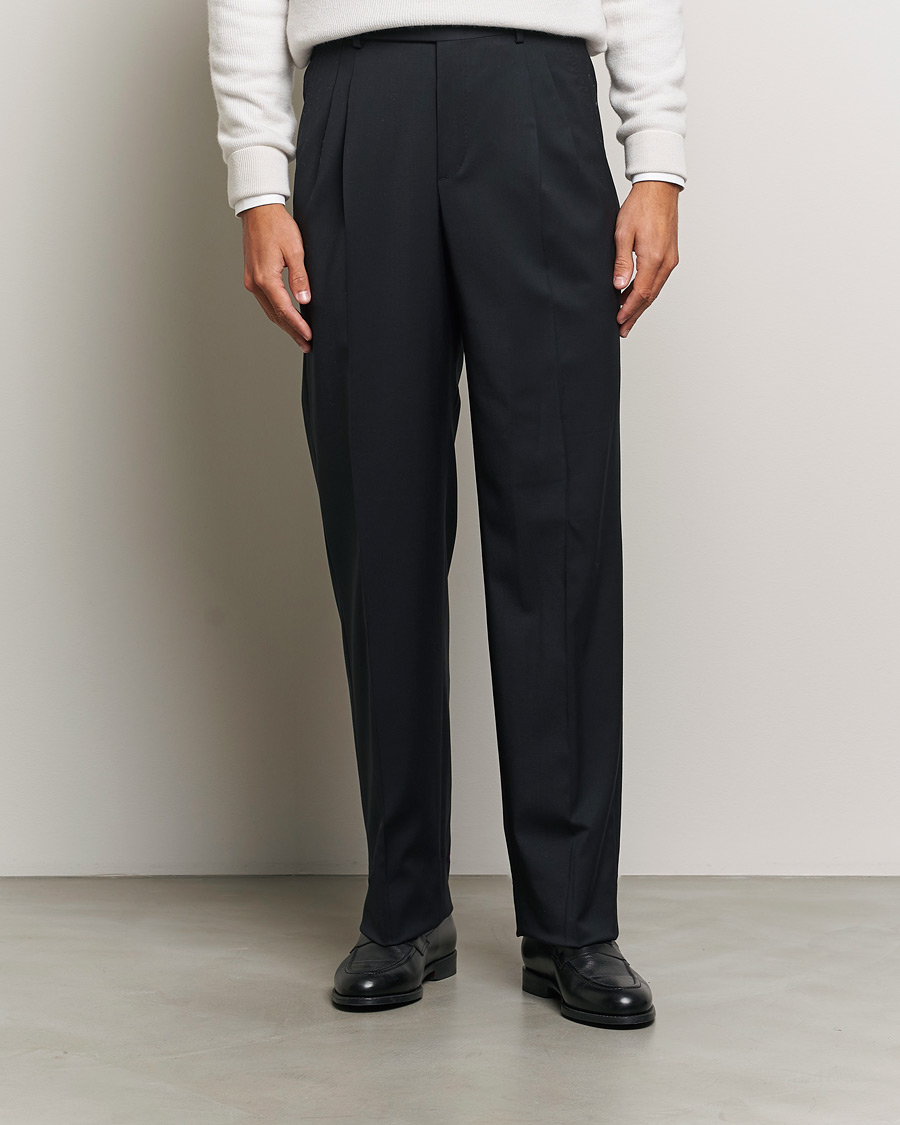 Men |  | Brioni | Pleated Wool Trousers Navy