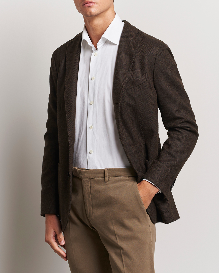 Men |  | Boglioli | K Jacket Wool Herringbone Blazer Dark Brown