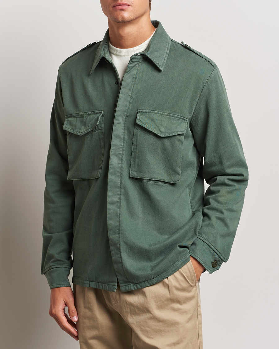 Men |  | Aspesi | Twill Cotton Shirt Jacket Green