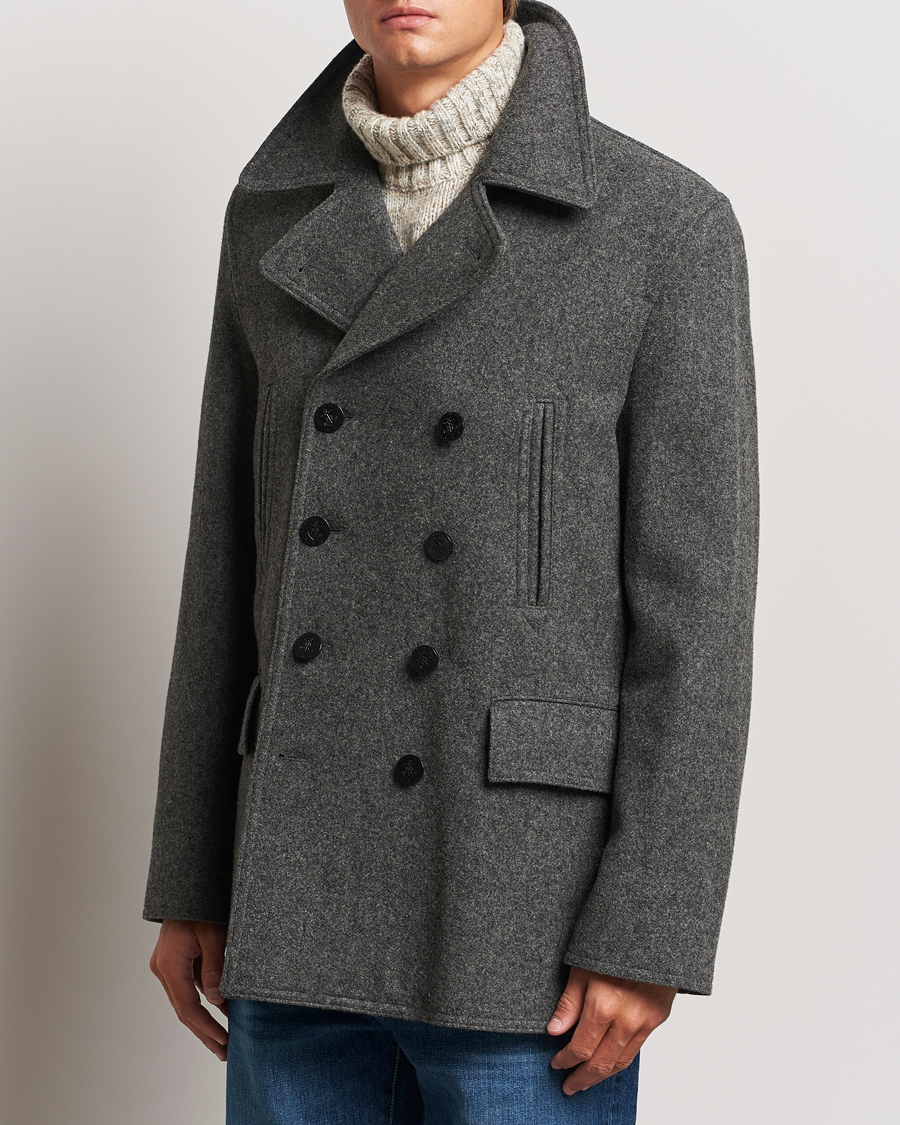 Men |  | Gloverall | Churchill Reefer Peacoat Grey