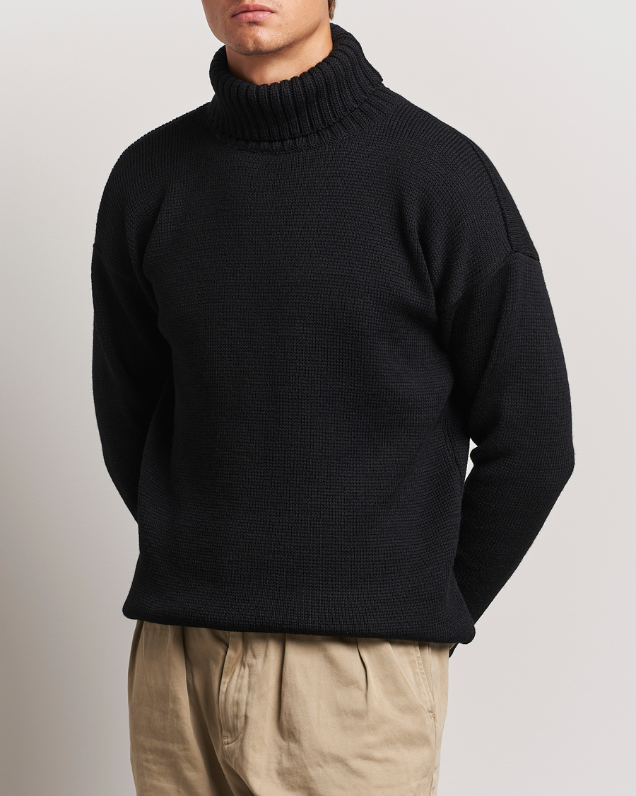 Men |  | Gloverall | Submariner Chunky Wool Roll Neck Black