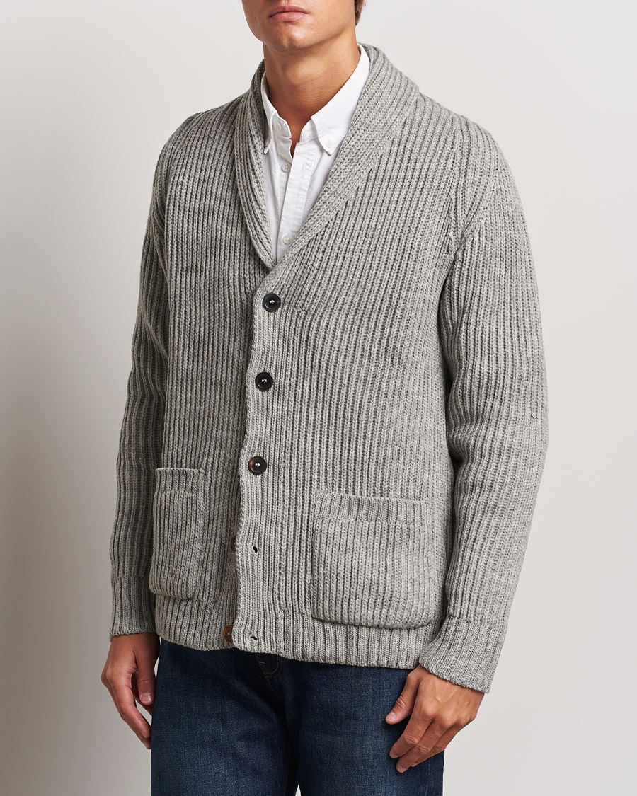 Men |  | Gloverall | Shawl Collar Cardigan Light Grey