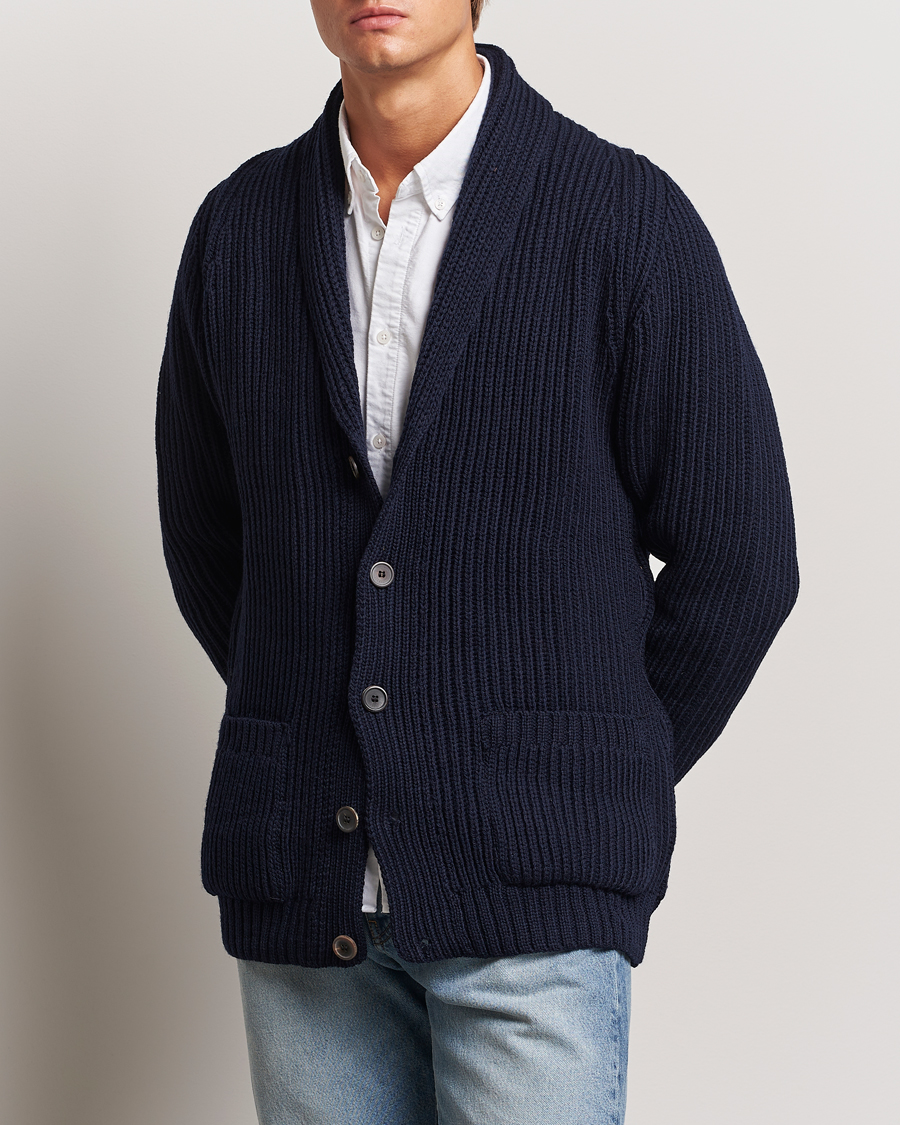 Men |  | Gloverall | Shawl Collar Cardigan Navy